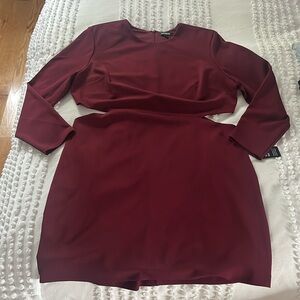 Maroon mini cut out dress